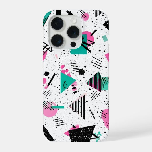 Retro Memphis Geometric Pattern iPhone Hülle (Rückseite)