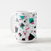 Retro Memphis Geometric Pattern Kaffeetasse (Vorderseite Links)