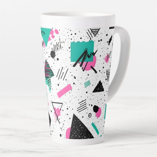 Retro Memphis Geometric Pattern Milchtasse (Rechte Ecke)