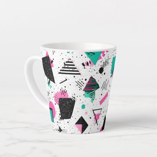 Retro Memphis Geometric Pattern Milchtasse (Linke Ecke)
