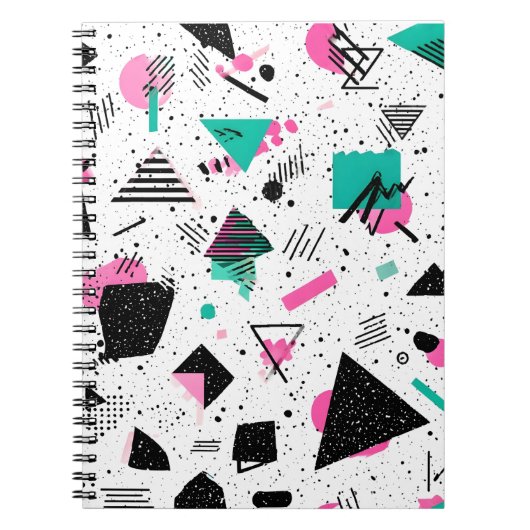 Retro Memphis Geometric Pattern Notizblock (Vorderseite)