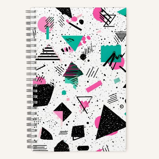 Retro Memphis Geometric Pattern Notizblock (Vorderseite)