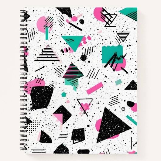 Retro Memphis Geometric Pattern Notizblock (Vorderseite)