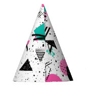 Retro Memphis Geometric Pattern Partyhütchen (Rückseite)