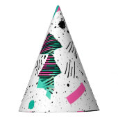 Retro Memphis Geometric Pattern Partyhütchen (Vorderseite)