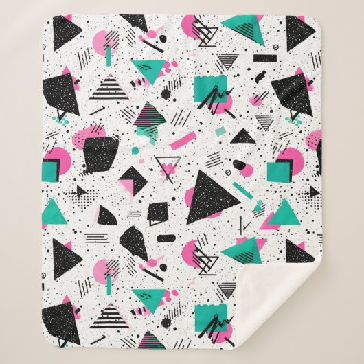 Retro Memphis Geometric Pattern Sherpadecke (Vorderseite)