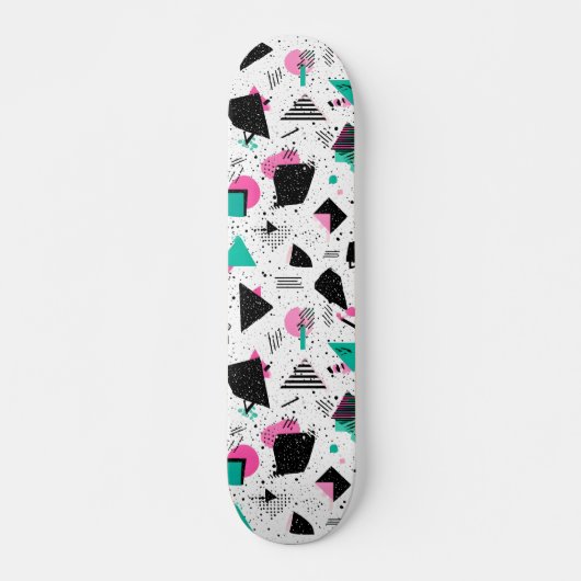 Retro Memphis Geometric Pattern Skateboard (Vorne)