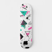 Retro Memphis Geometric Pattern Skateboard (Vorderseite)
