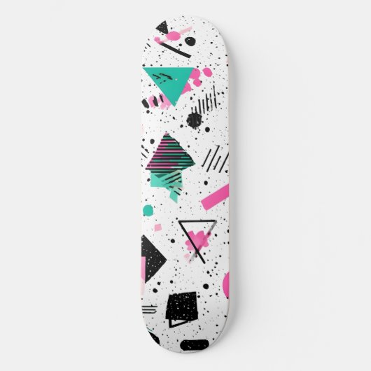 Retro Memphis Geometric Pattern Skateboard (Vorderseite)