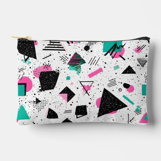 Retro Memphis Geometric Pattern Zubehörtasche (Vorderseite)