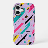 Retro-Memphis-Geometrie-Blitz iPhone 16 Hülle (Rückseite)