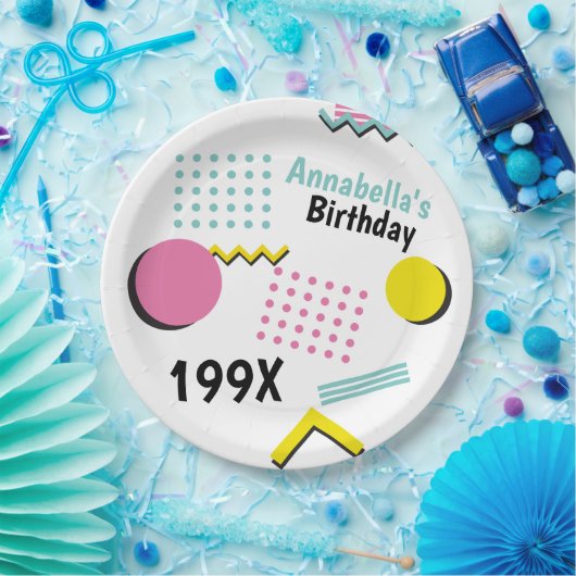 Retro Memphis Pattern 90er Theme Party Pappteller (Party)