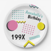 Retro Memphis Pattern 90er Theme Party Pappteller (Vorderseite)