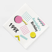 Retro Memphis Pattern 90er Theme Party Serviette (Ecke)
