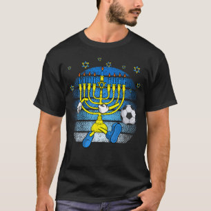 Retro Menora spielt Fußball Frohe Chanukka Pjs Bo T-Shirt