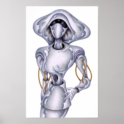 Retro-menschlicher Roboter. Poster (Vorne)