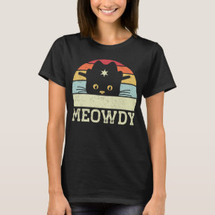 Retro Meowdy Katzen-Meme Lustiger Cowboy-Katzenhut T-Shirt