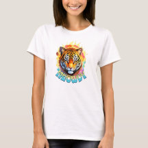 Retro Meowdy Tiger mit Blume