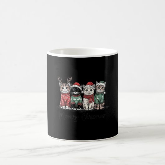 Retro Meowy Christmas Cute Cats With Santa Claus H Kaffeetasse (Mittel)