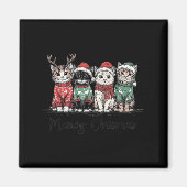 Retro Meowy Christmas Cute Cats With Santa Claus H Magnet (Vorne)