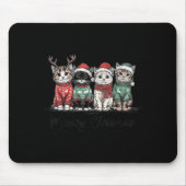 Retro Meowy Christmas Cute Cats With Santa Claus H Mousepad (Vorne)