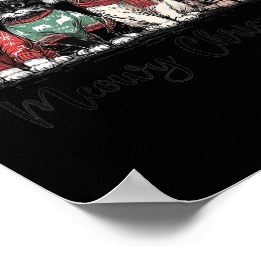 Retro Meowy Christmas Cute Cats With Santa Claus H Poster (Ecke)