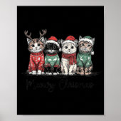 Retro Meowy Christmas Cute Cats With Santa Claus H Poster (Vorne)