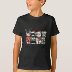 Retro Meowy Weihnachten Süße Katzen Mit Santa Clau T-Shirt