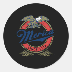 Retro Merica Adler 4. Juli Lustig Usa Männer Fraue Runder Aufkleber