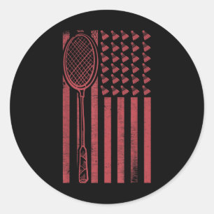 Retro Merica USA-Flagge Badminton-Spieler Sport Fe Runder Aufkleber