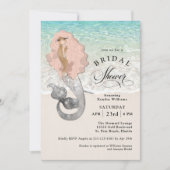 Retro Mermaid Beach Theme Brautparty Einladung (Vorderseite)