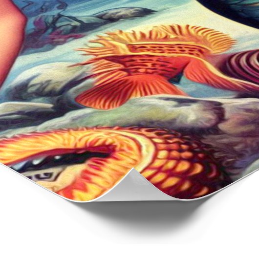 Retro Mermaid Button Up Poster (Ecke)