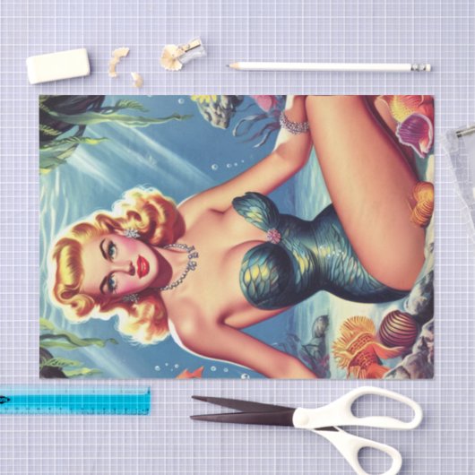 Retro Mermaid Button Up Seidenpapier (Handwerk)