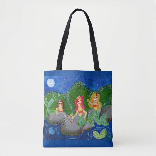 Retro Mermaid Grotto Folk Tasche (Vorderseite)