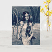 Retro Mermaid Karte (Gelbe Blume)
