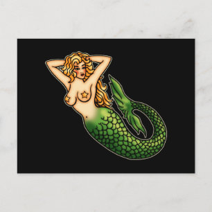 Retro Mermaid Postkarte