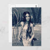 Retro Mermaid Postkarte (Vorne/Hinten)