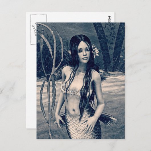 Retro Mermaid Postkarte (Vorne/Hinten)
