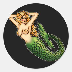 Retro Mermaid Runder Aufkleber
