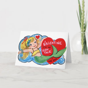 Retro Mermaid Valentine's Day Card Feiertagskarte