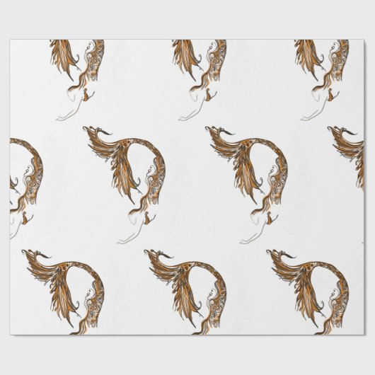 Retro Mermaid Wrapping Paper Geschenkpapier (Flach)