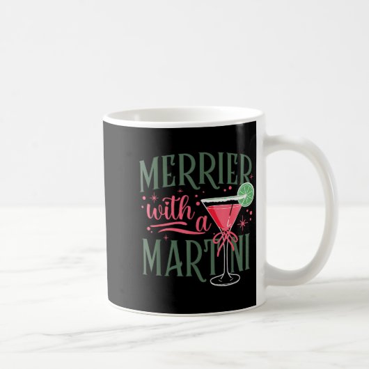 Retro Merrier With A Martini Tail Lover Merry Xmas Kaffeetasse (Rechts)