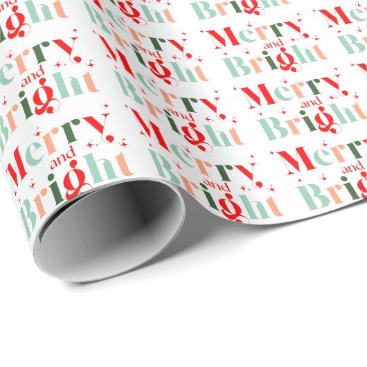 Retro Merry and Bright Christmas Geschenkpapier (Rolleneckpunkt)