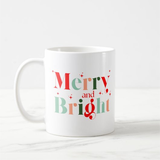Retro Merry and Bright Christmas Kaffeetasse (Links)