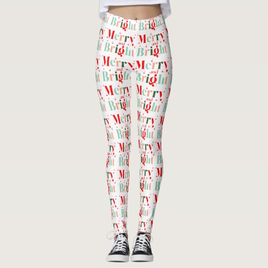 Retro Merry and Bright Christmas Leggings (Vorderseite)