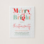 Retro Merry and Bright Christmas Party Invitation Puzzle (Vertikal)