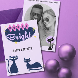 Retro Merry and Bright Christmas Photo Feiertagskarte