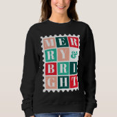 Retro Merry and Bright Christmas Postage Stamp Sweatshirt (Vorderseite)