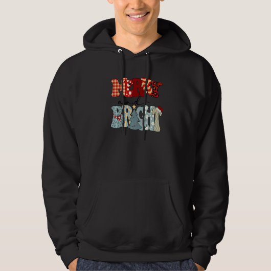 Retro Merry And Bright Christmas Tree Light Christ Hoodie (Vorderseite)