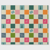 Retro Merry and Bright Christmas Wrapping Paper Geschenkpapier (Flach)